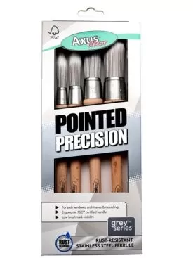 Axus AXUS (4) Piece Pure Synthetic POINTED Sash Brush Set